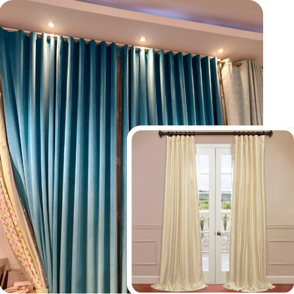 white raw silk curtains